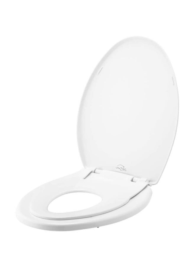 Little2Big 181Slow 000 Toilet Seat With Built In Potty Training Seat Slow Close And Will Never Loosen Elongated White