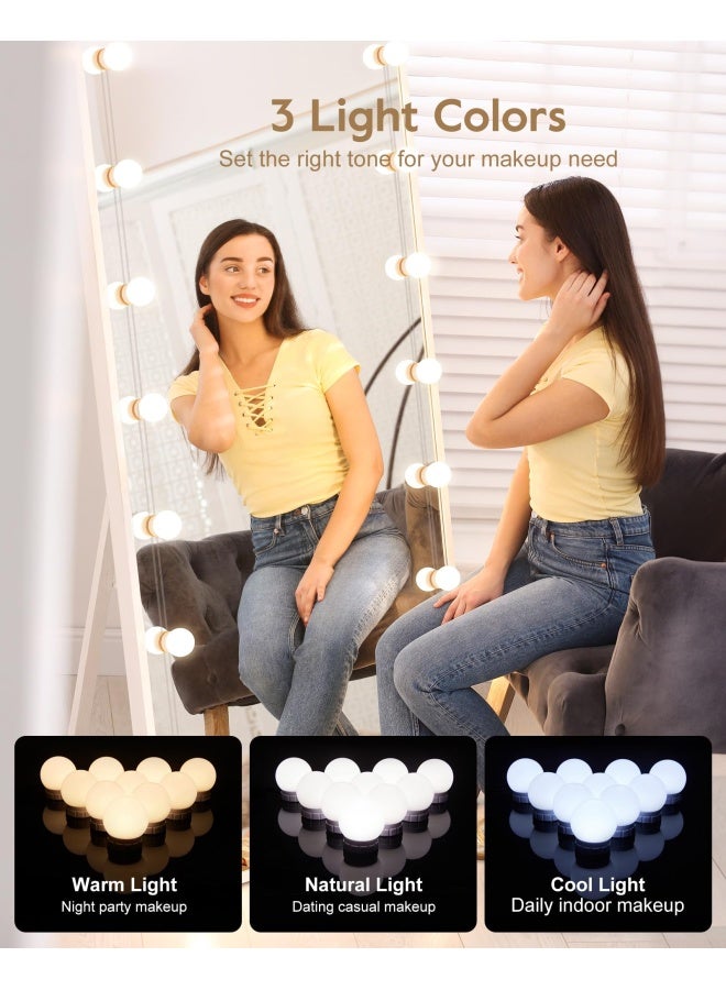 Hollywood Style LED Vanity Mirror Lights Kit with 10 Dimmable Light Bulbs for Makeup Dressing Table and Power Supply Plug in Lighting Fixture Strip - Vanity Mirror Light - White No Mirror Included