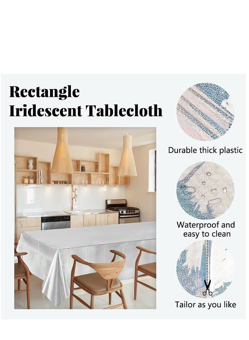 3 Pack Silver Sequin Plastic Tablecloths Shiny Disposable Rectangle Table Covers Table Cloth for Wedding Party Birthday Baby Shower Decoration