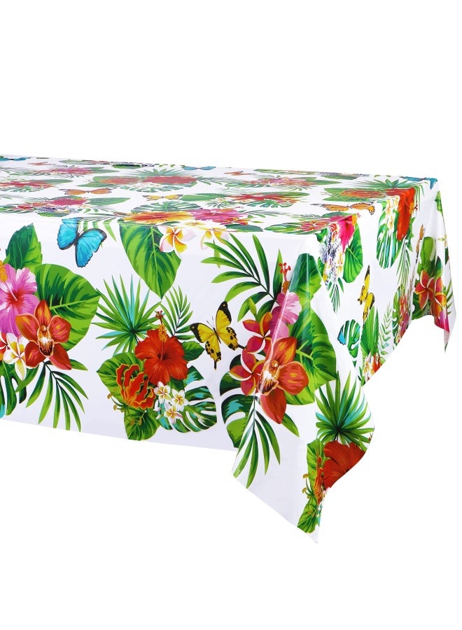 Hawaiian Luau Tablecloths For Party Decoration  Hawaii Disposable Plastic Rectangular Table Covers  Aloha Tropical Palm Leaves Table Cloth  Summer Beach Kids Birthday Cocktail Party Supplies  3 Pack