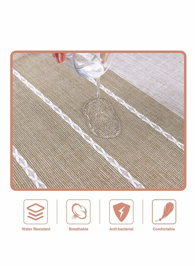 Simplicity and Fashion Table Cloth Tassel Cotton Linen Table Cover for Kitchen Dinning Wrinkle Free Table Cloths (Coffee 60 in Round)