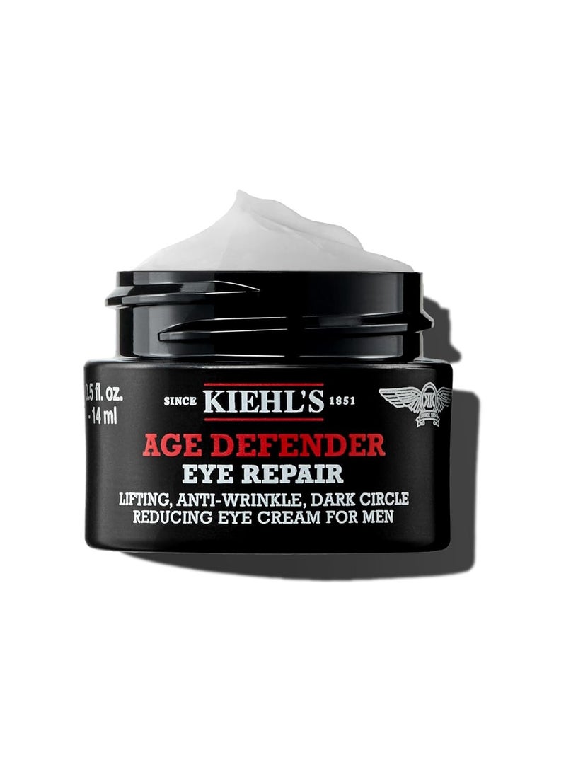 Kiehl's Age Defender Eye Repair, Anti-Aging Eye Cream for Men, Lift, Firm and Visibly Reduce Dark Circles and Crow’s Feet, Instantly Brightens, Paraben-free, Fragrance-free - 0.5 fl oz