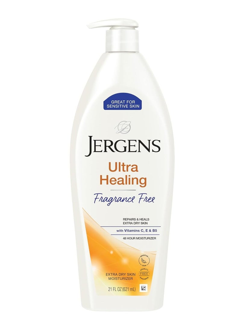 Jergens Hand and Body Lotion, Ultra Healing Dry Skin Moisturizer, Fragrance Free Lotion, Sensitive Skin Lotion, 21 Oz