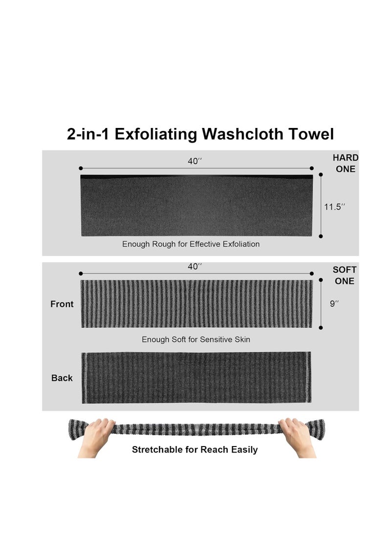 Yiclick 2 Pack Exfoliating Washcloth Towel - Body Scrubber Exfoliator, Loofah Sponge, Korean & Japanse & African Net Sponge Rag - Back Scrubber Washer for Use in Shower Bath