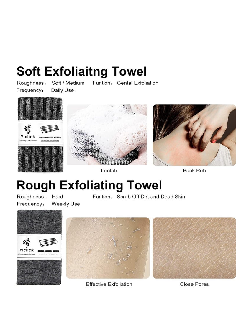 Yiclick 2 Pack Exfoliating Washcloth Towel - Body Scrubber Exfoliator, Loofah Sponge, Korean & Japanse & African Net Sponge Rag - Back Scrubber Washer for Use in Shower Bath