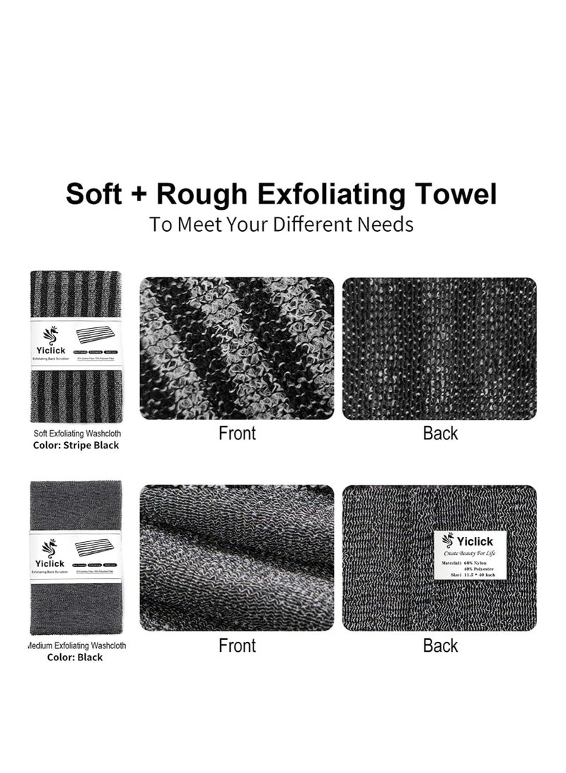 Yiclick 2 Pack Exfoliating Washcloth Towel - Body Scrubber Exfoliator, Loofah Sponge, Korean & Japanse & African Net Sponge Rag - Back Scrubber Washer for Use in Shower Bath