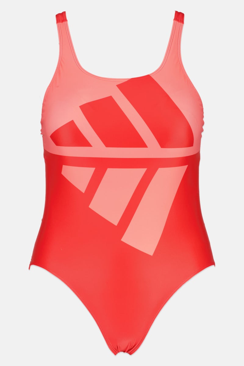 Women Brand Logo Lightly Padded Swimwear, Red