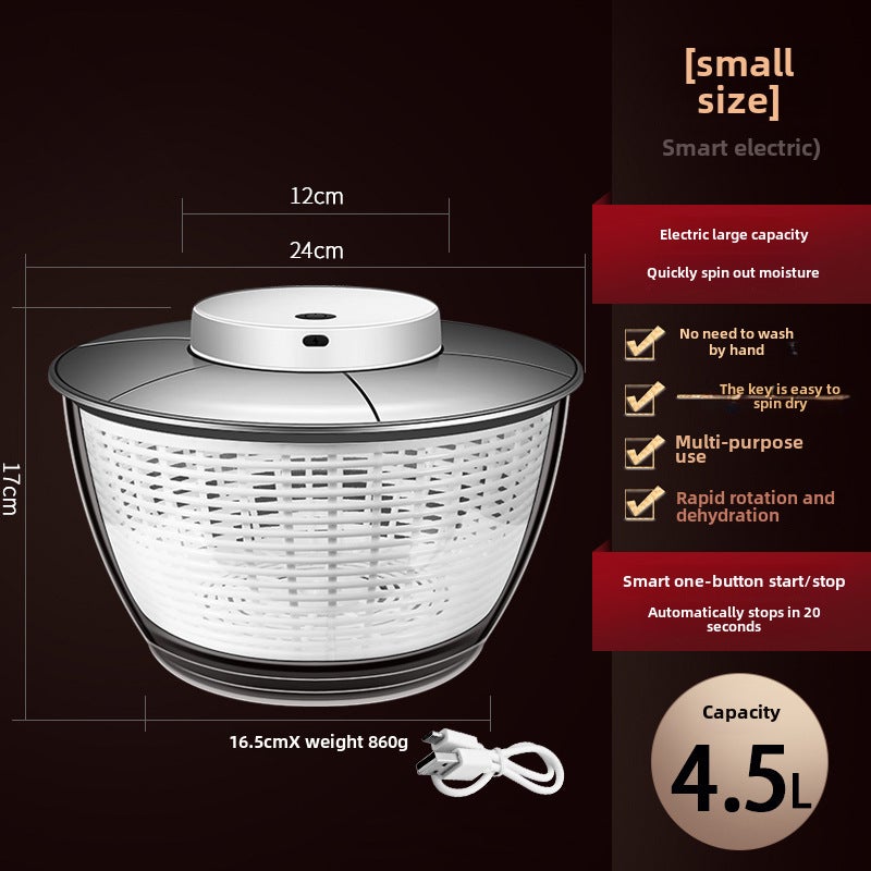 Stainless Steel Salad Spinner Vegetable DehydratorIntelligent electric spin dryer [4.5L]] Intelligent electric spin dryer [4.5L]]