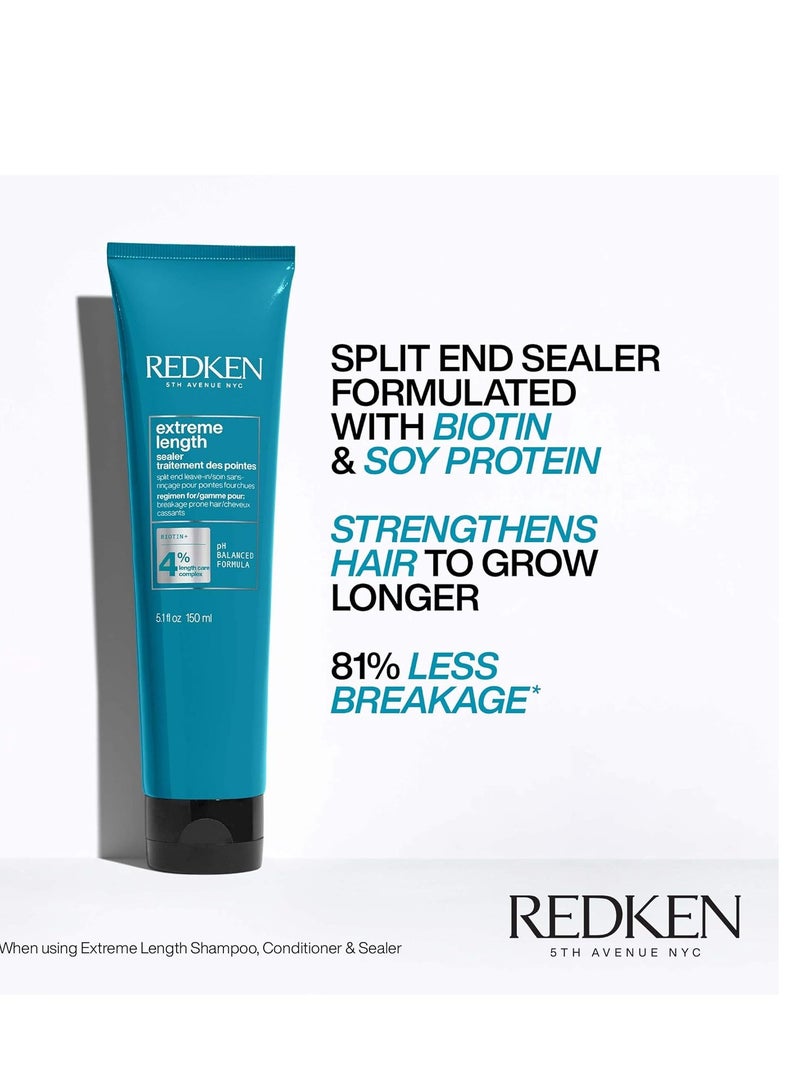 Redken Extreme Length Leave-In Conditioner | For Hair Growth | Seals Split Ends & Prevents Breakage | Infused With Biotin | 5.1 Fl Oz