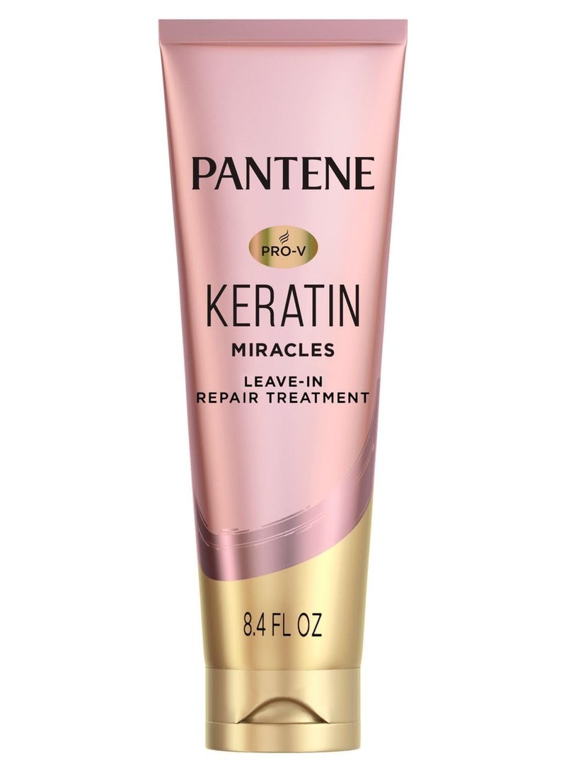 Pantene Keratin Leave-In Conditioner with Argan Oil, Protein Treatment for Dry, Damaged & Color-Treated Hair, Repairs Split Ends & Protects from Damage, Formaldehyde-Free, 8.4 Fl Oz