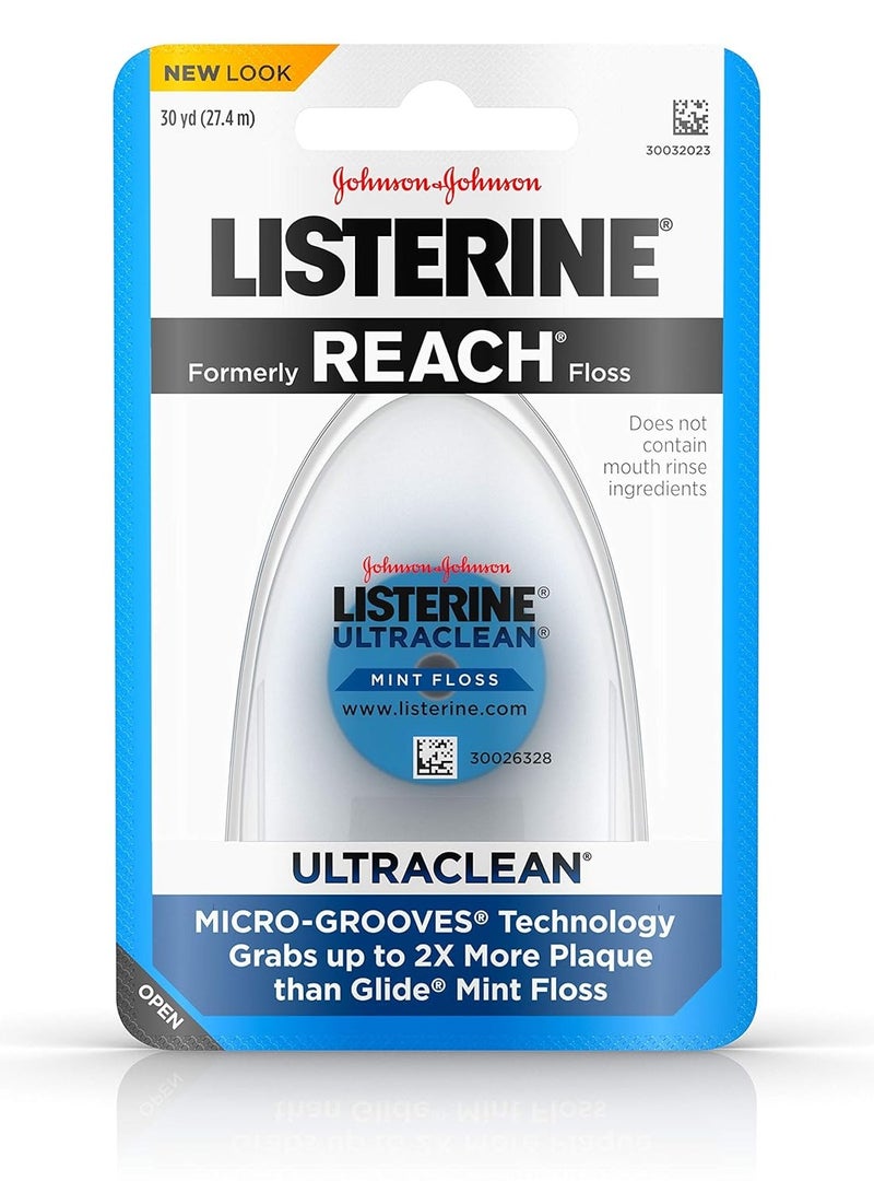 Listerine Ultraclean Dental Floss, Oral Care, Mint-Flavored, 30 Yards (Pack of 3)