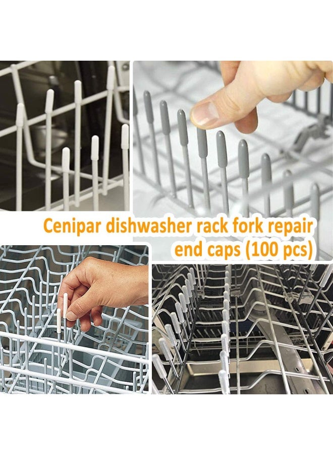 Cenipar Dishwasher Rack Tine Prong Repair End Cover Caps 100Pieces Anti Slip 1 Inch Round Tips