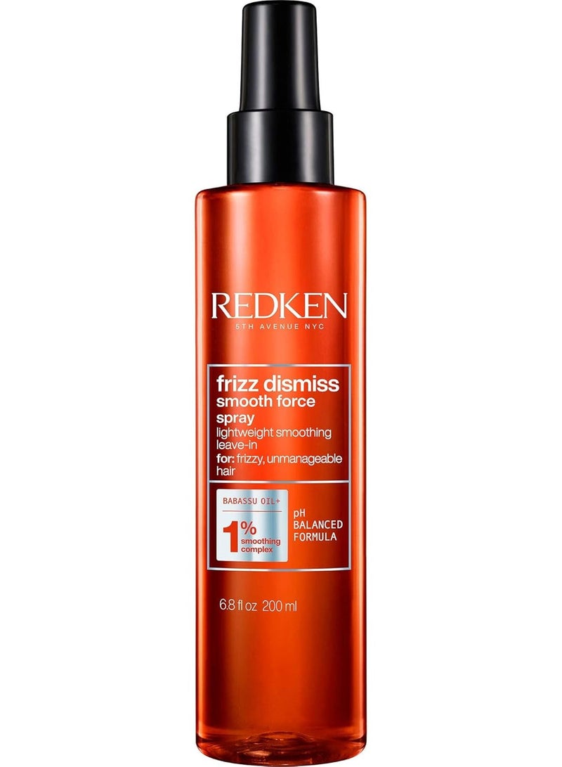 Redken Frizz Dismiss Smooth Force Leave-In Spray | Lightweight Anti Frizz Detangling Lotion | All Day Frizz Control and Smoothness | Sulfate Free