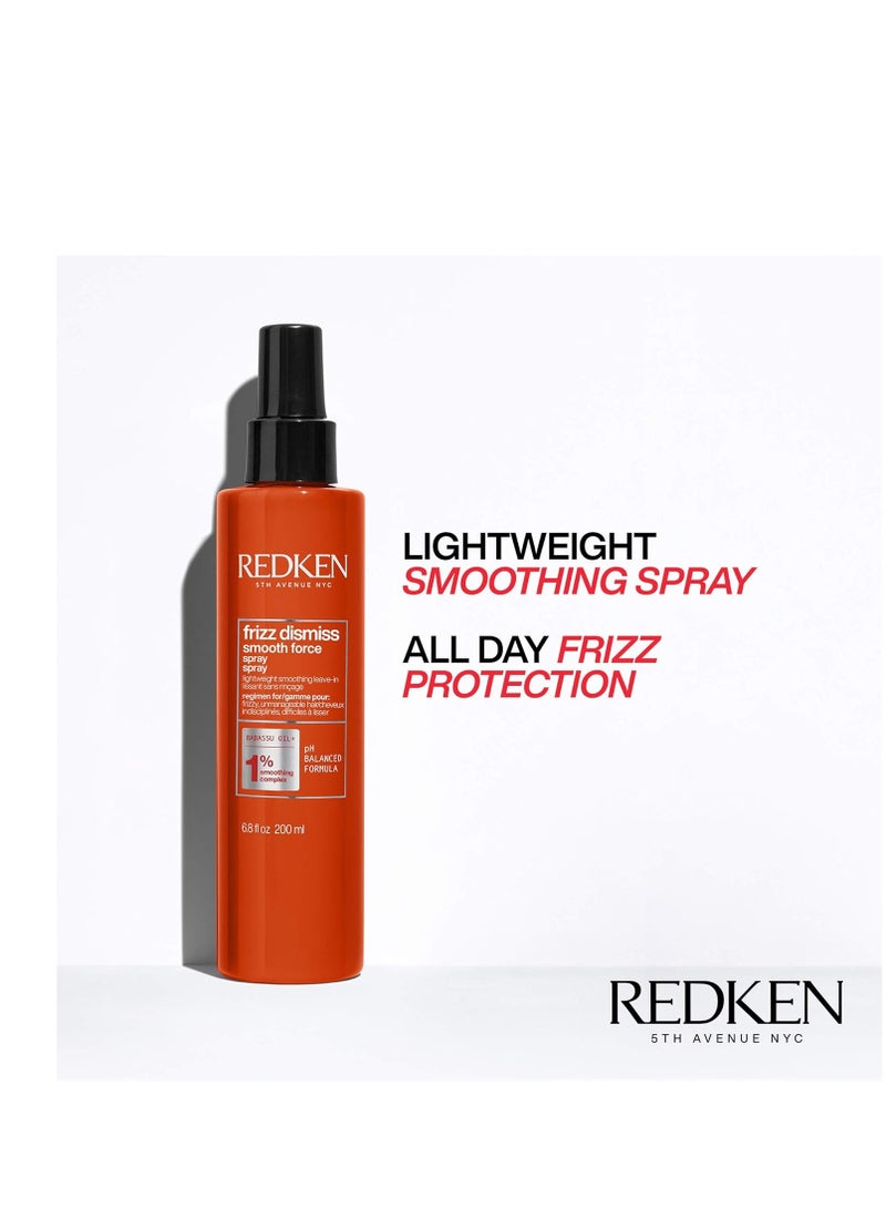 Redken Frizz Dismiss Smooth Force Leave-In Spray | Lightweight Anti Frizz Detangling Lotion | All Day Frizz Control and Smoothness | Sulfate Free