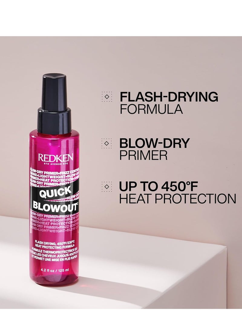 Redken Quick Blowout Heat Protection Spray | Blow Dry Primer to Reduce Styling Time | Smooths & Adds Shine | Lightweight Blowdry Heat Protectant Spray for Hair | For All Hair Types