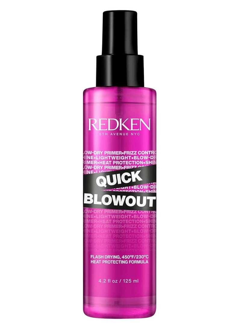 Redken Quick Blowout Heat Protection Spray | Blow Dry Primer to Reduce Styling Time | Smooths & Adds Shine | Lightweight Blowdry Heat Protectant Spray for Hair | For All Hair Types