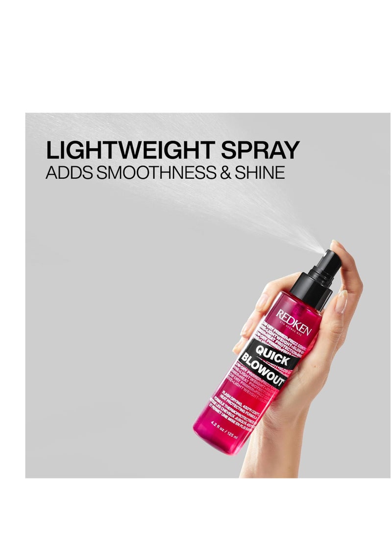 Redken Quick Blowout Heat Protection Spray | Blow Dry Primer to Reduce Styling Time | Smooths & Adds Shine | Lightweight Blowdry Heat Protectant Spray for Hair | For All Hair Types