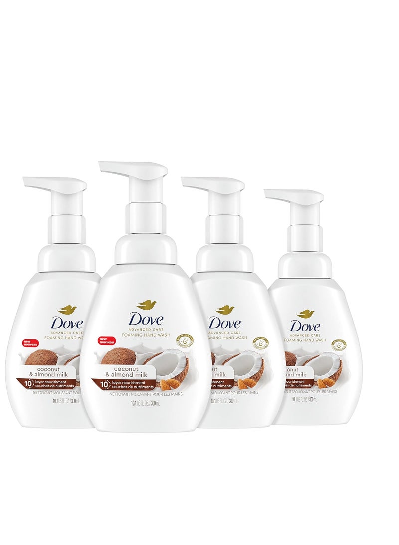 Dove Foaming Hand Wash Coconut & Almond Milk Pack of 4 Protects Skin from Dryness, More Moisturizers than the Leading Ordinary Hand Soap, 10.1 oz