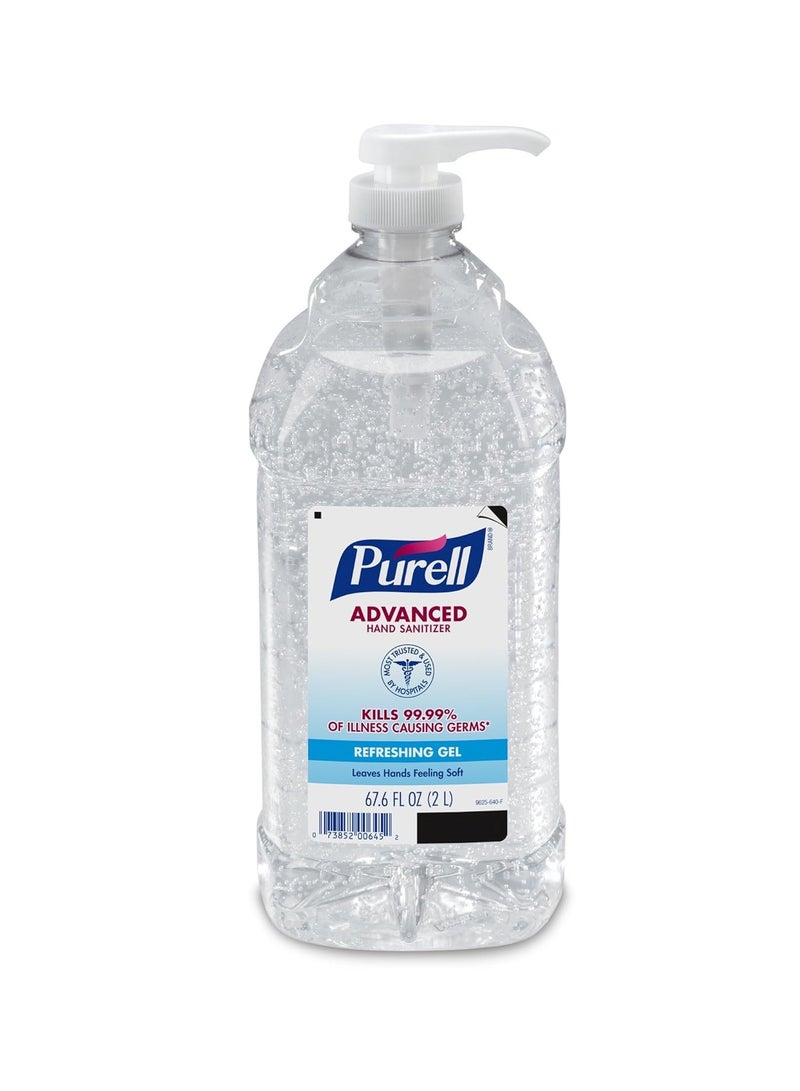 Purell Advanced Hand Sanitizer Refreshing Gel, Clean Scent, 2-Liter Pump Bottle (Pack of 1). 9625-04