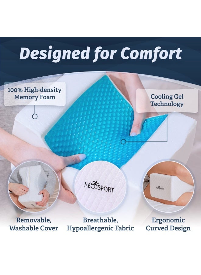 Memory Foam Knee Pillow With Cooling Gel Knee Wedge Pillow Leg Pillow For Side Sleepers Pregnancy Spine Alignment Pain Relief Pillow For Between Knees While Sleeping Washable Cover