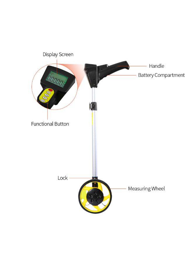 Collapsible Digital Distance Measuring Wheel Yellow