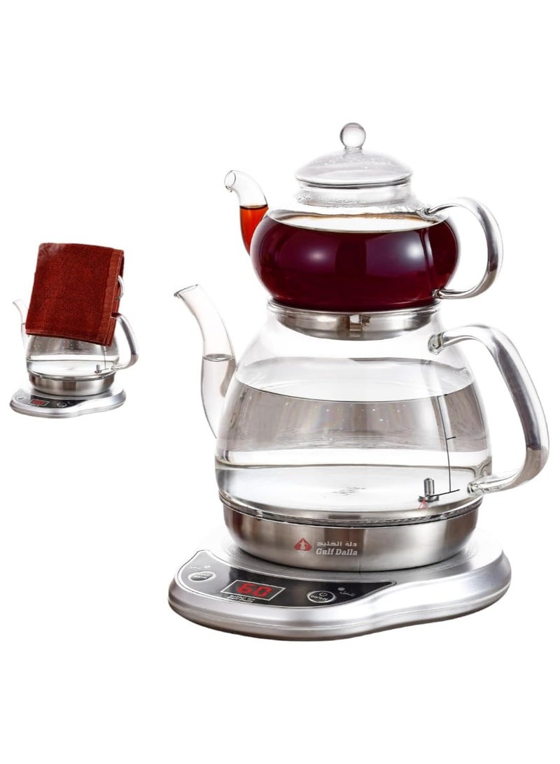 Gulf Dalla Arabic Turkish Tea Coffee Maker Electric Glass Kettle With Towel 1 L Capacity GA-C92871