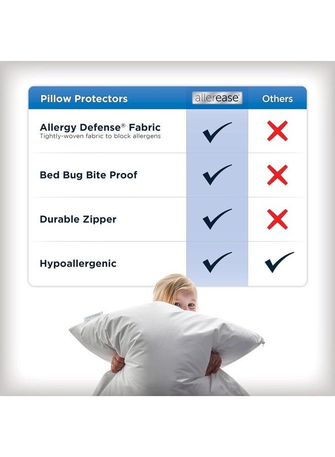 Aller-Ease Maximum Allergy Pillow Protector, Standard/Queen - 4 Pack