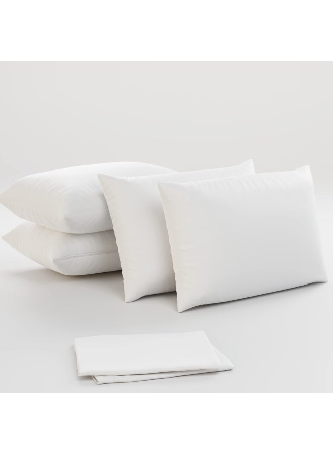 Pillow Protectors Cases Covers Zippered Set White Soft Brushed Microfiber Reduces Respiratory Irritation Physical Threapy Clinics Hotels 4 Pack Queen