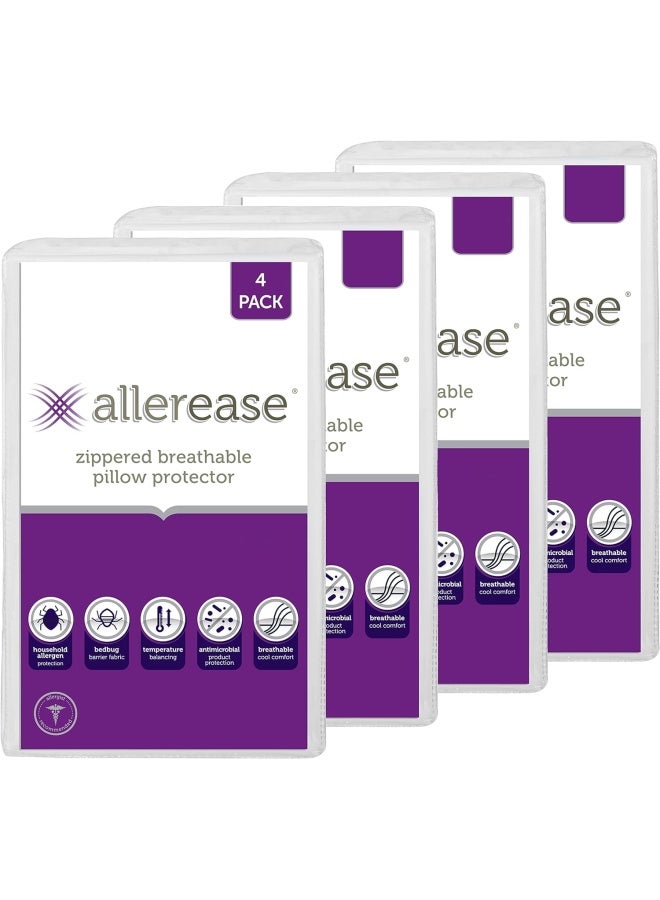 Allerease Ultimate Pillow Protector, King – 4 Pack