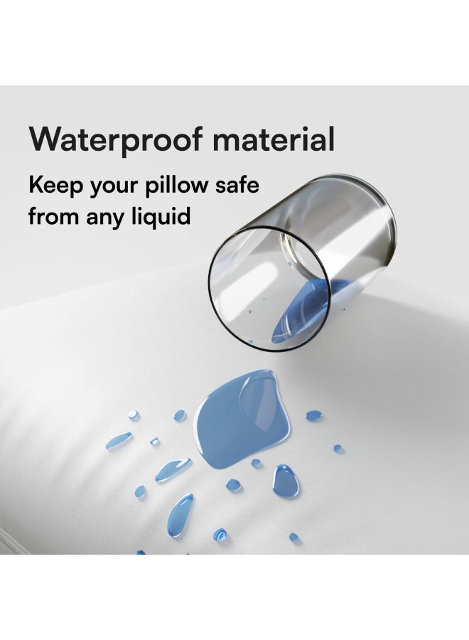 4 Pack Waterproof Pillow Protectors King 20X36 Inches Smooth Zipper Premium Encasement Covers Quiet Cases Set White