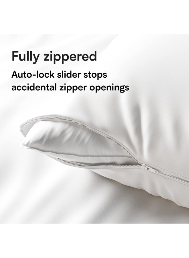 4 Pack Waterproof Pillow Protectors King 20X36 Inches Smooth Zipper Premium Encasement Covers Quiet Cases Set White