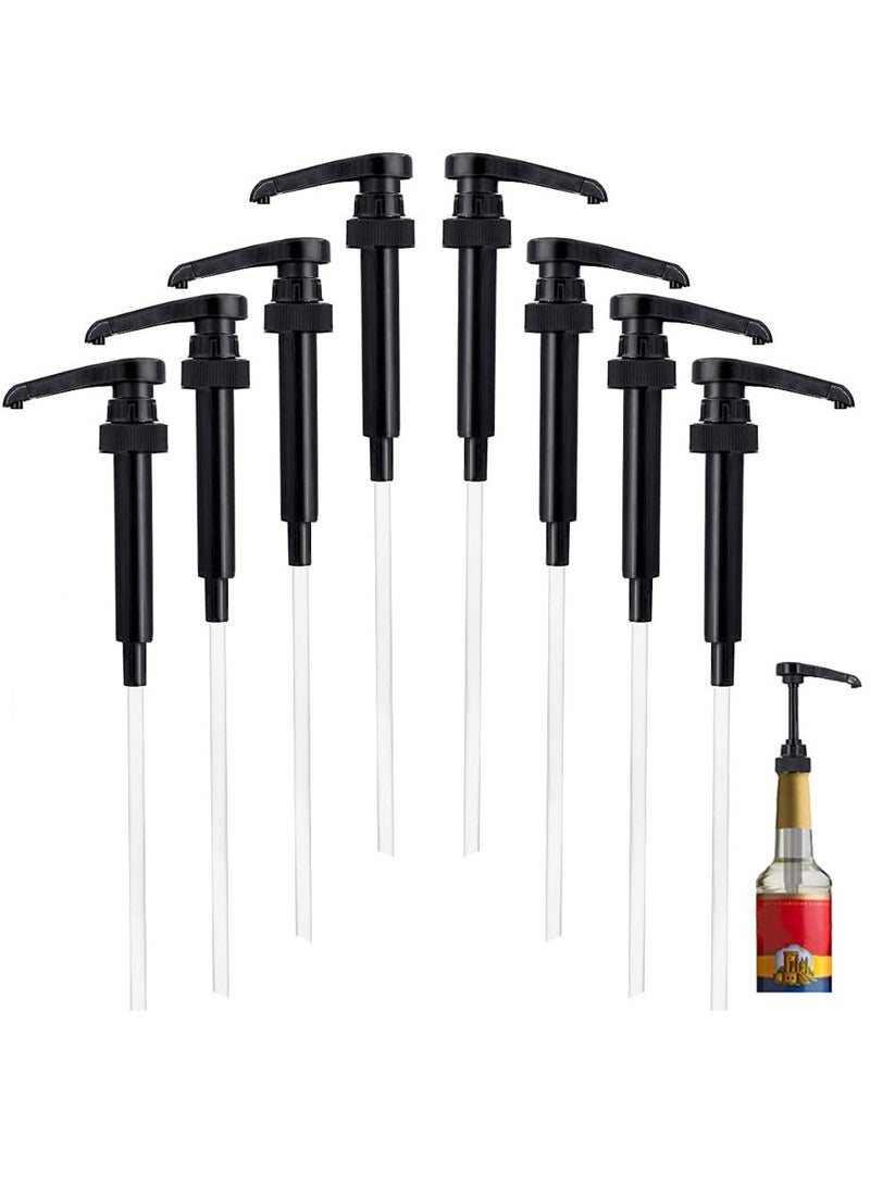 8 Pack Coffee Syrup Pumps, Black Pumps for Bottle, Compatible with 25.4 Oz/750ml Bottles, Great Home & Bar Drinking Mixes