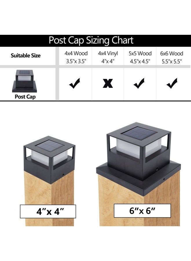 Maggift 2 Pack Solar Post Lights  20 Lumen Outdoor Warm White High Brightness Smd Led Lighting Solar Powered Cap Light  Fits 4X4  5X5 Or 6X6 Wooden Posts  Waterproof For Yard Fence Deck Or Patio