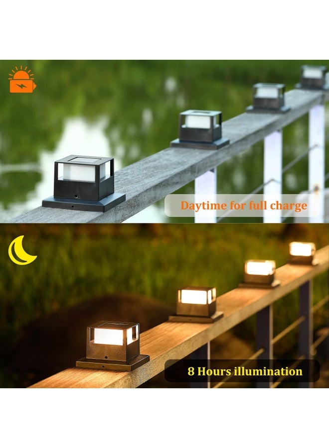 Maggift 2 Pack Solar Post Lights  20 Lumen Outdoor Warm White High Brightness Smd Led Lighting Solar Powered Cap Light  Fits 4X4  5X5 Or 6X6 Wooden Posts  Waterproof For Yard Fence Deck Or Patio