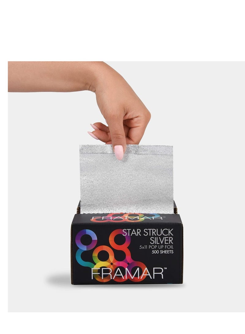 Framar Star Struck Silver Pop Up Hair Foil, Aluminum Foil Sheet, Hair Foils For Highlighting - 500 Foil Sheets