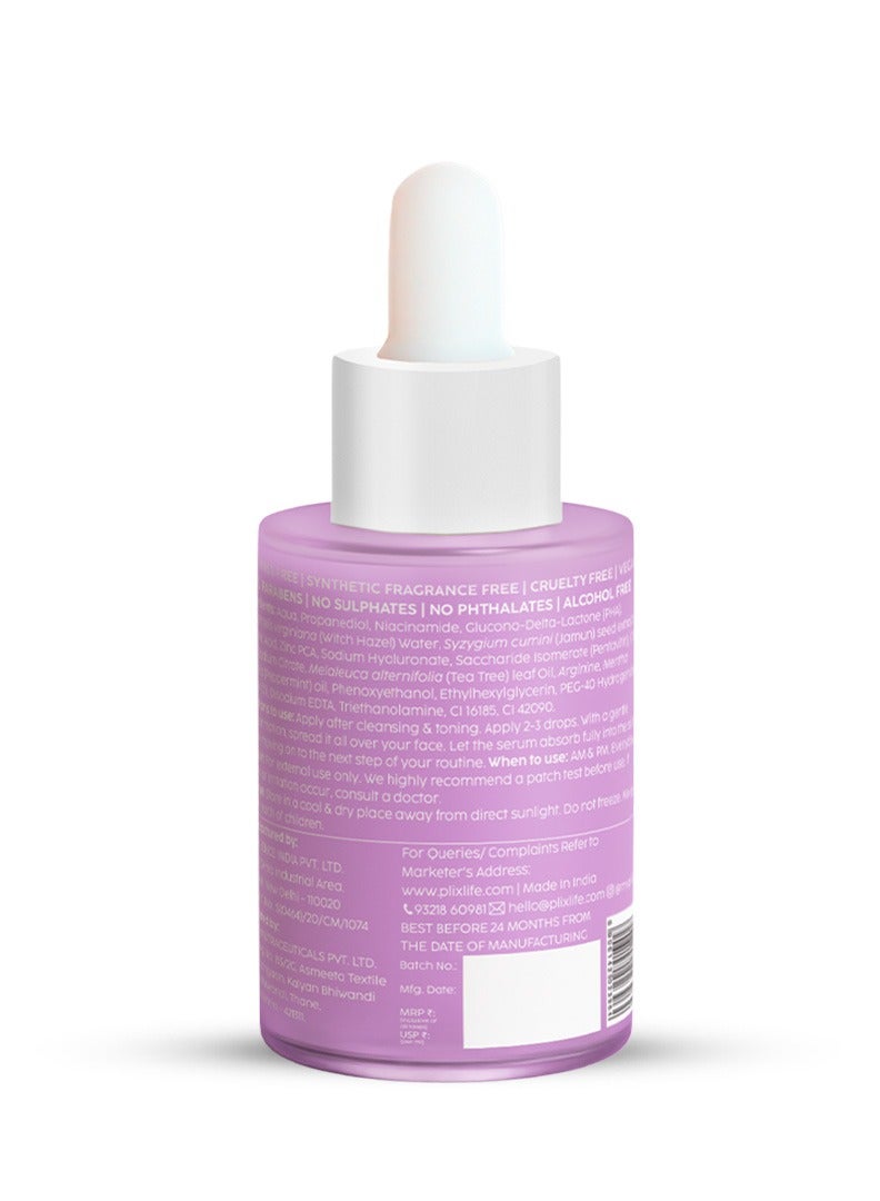 10% Niacinamide Face Serum for Acne Marks, Blemishes, Oil Control - Skin Clarifying Jamun Serum for Men And Women with Acne-Prone Skin - 30ml