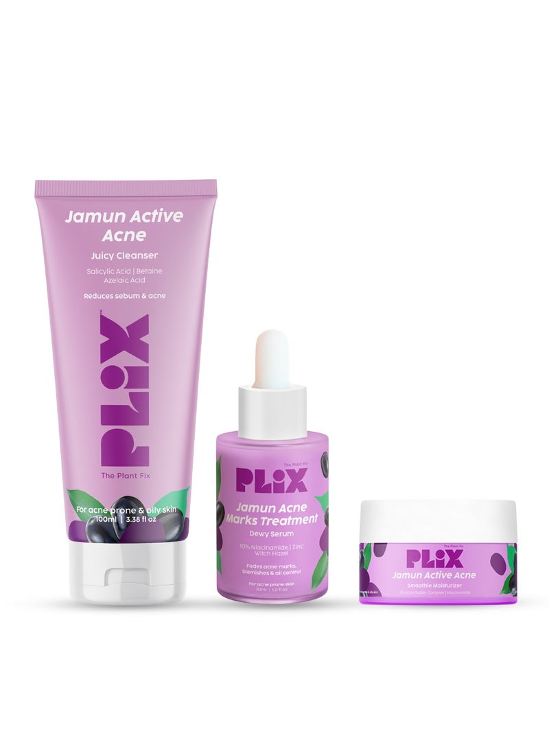 Jamun Face Wash 2% Salicylic Acid Serum With Smoothie Moisturizer Combo Detoxifies Skin, Reduces Active Acne, Fades Blemishes For All Skin Types