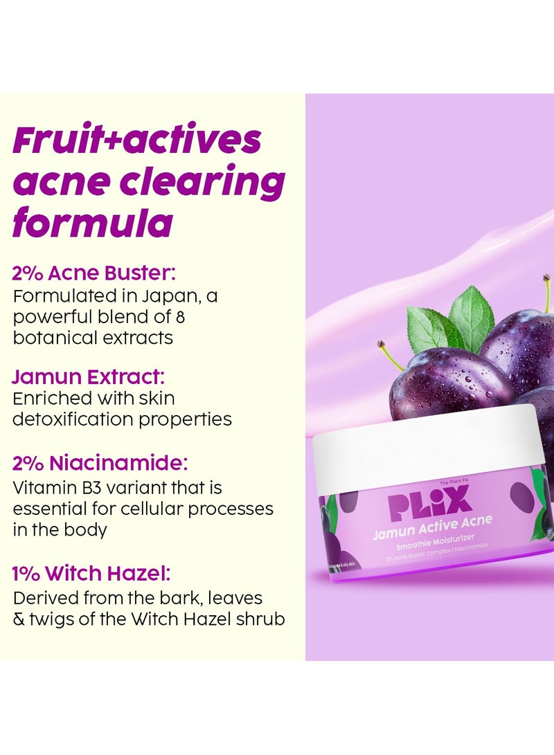 Jamun Face Wash 2% Salicylic Acid Serum With Smoothie Moisturizer Combo Detoxifies Skin, Reduces Active Acne, Fades Blemishes For All Skin Types