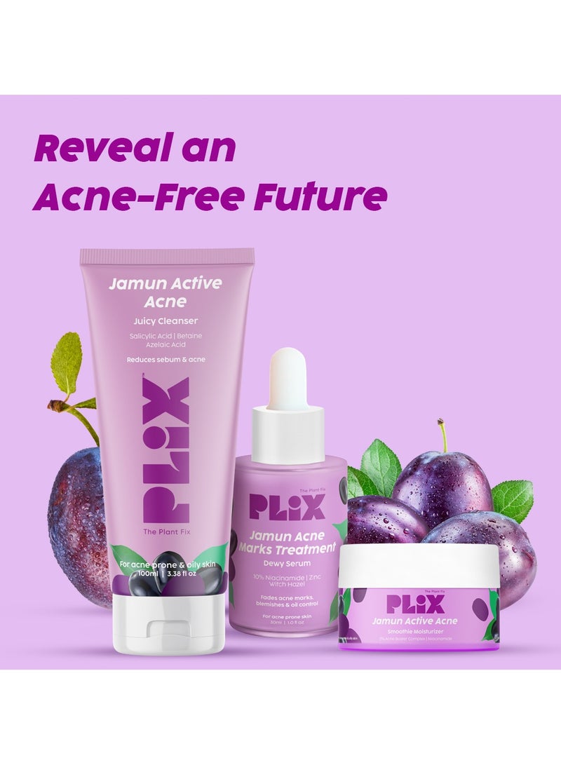 Jamun Face Wash 2% Salicylic Acid Serum With Smoothie Moisturizer Combo Detoxifies Skin, Reduces Active Acne, Fades Blemishes For All Skin Types