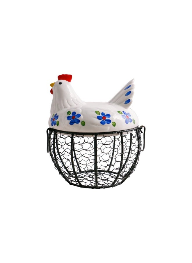 OskasFarmhouse Style Egg Storage Basket Chicken Design Egg Basket Multipurpose Storage Tool for Fruit and Vegetable