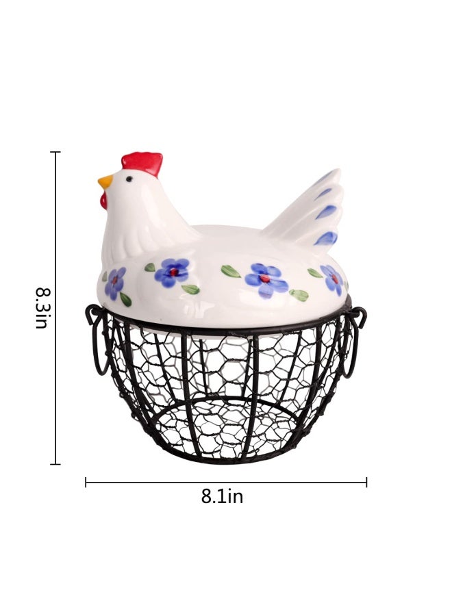 OskasFarmhouse Style Egg Storage Basket Chicken Design Egg Basket Multipurpose Storage Tool for Fruit and Vegetable