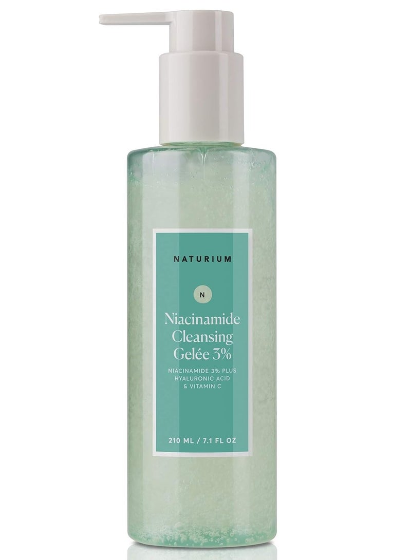 Naturium Niacinamide Cleansing Gelée 3% Plus Hyaluronic Acid & Vitamin C, Gentle & Smoothing Face Wash, 7.1 oz