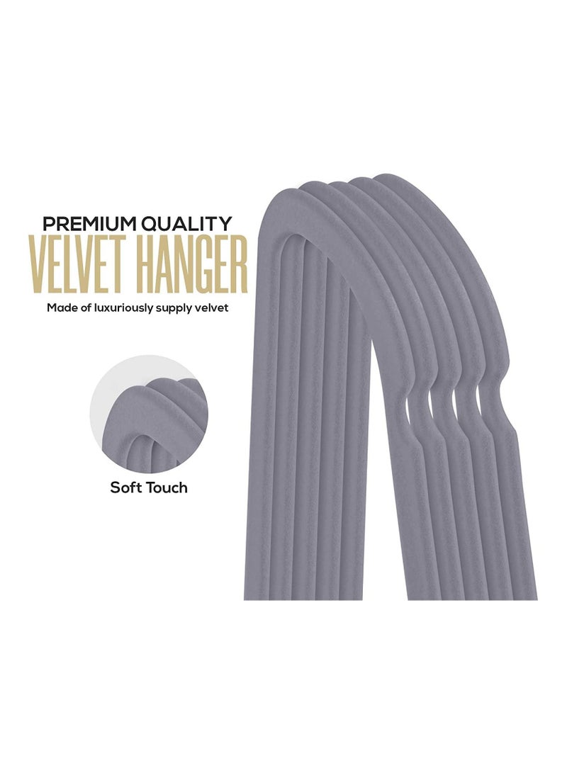 COOLBABY Premium Non Slip Velvet Hangers - Heavy Duty - Coat Suit Hangers (Grey, Pack of 50)