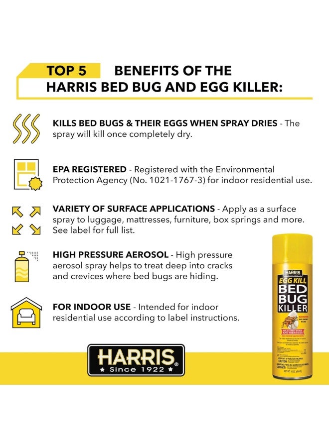 Harris Egg Kill Bed Bug Killer, White, 16 Ounce, Egg-16