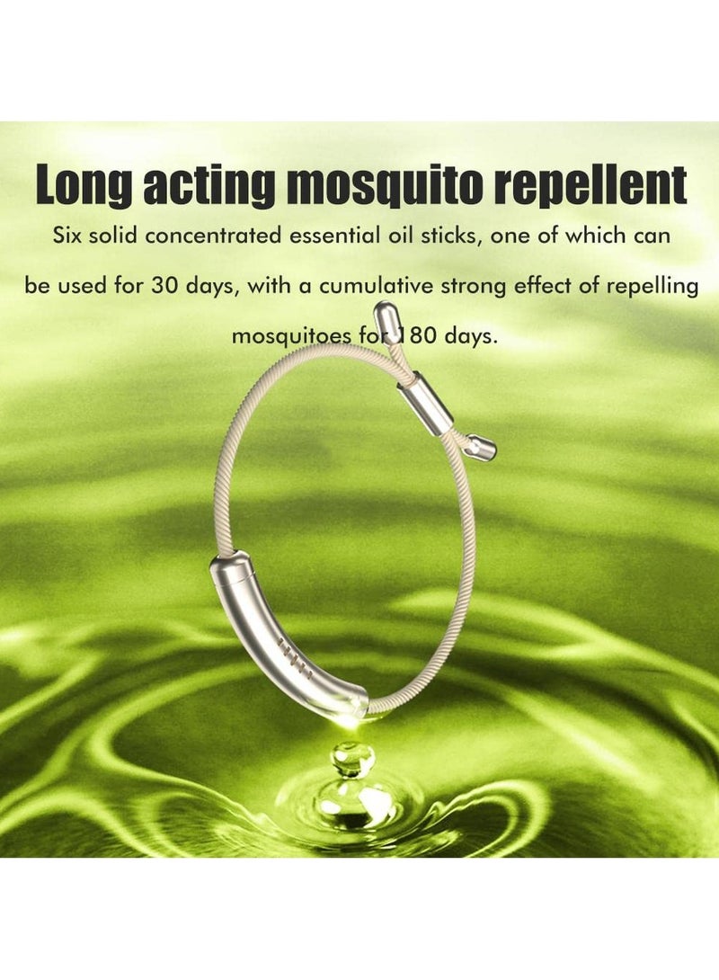 Mosquito Repellent Wristband Adjustable Essential Oil Anti Mosquito Bracelet with 6 Replacement Sticks Magnetic Anti Mosquito Wristband for Indoor Outdoor Trip 100 percent Natural Plant Essential Oil