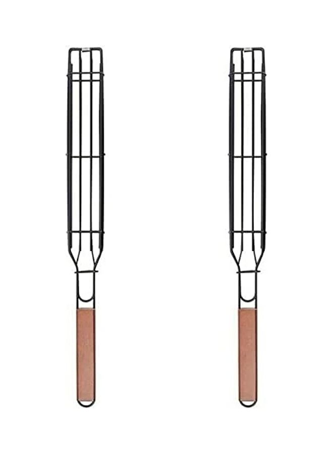 2-Piece Bbq Grill Basket Set Black/Brown 35 x 15 x 5cm
