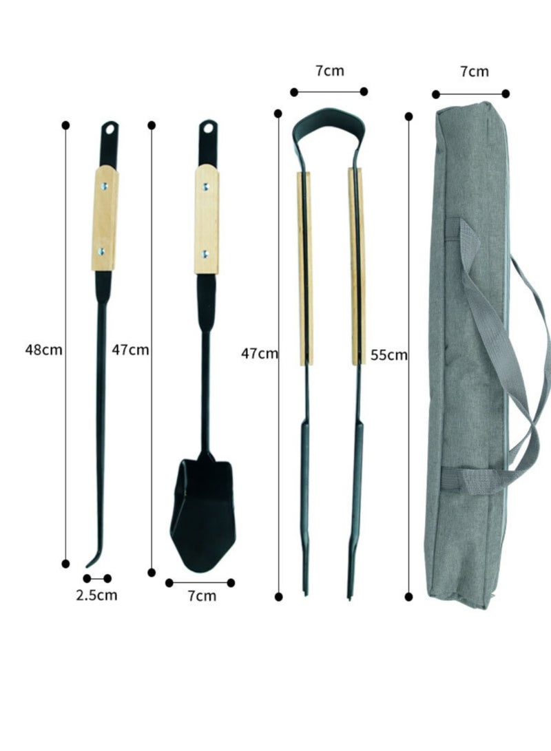 Outdoor BBQ equipment fire shovel fire hook fire tongs three-piece set, BBQ tools