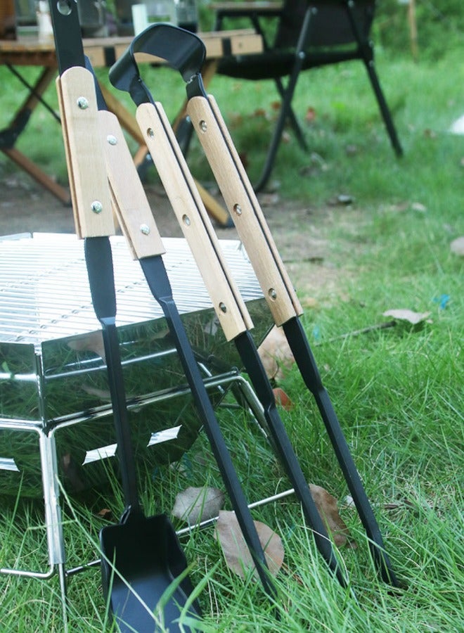 Outdoor BBQ equipment fire shovel fire hook fire tongs three-piece set, BBQ tools