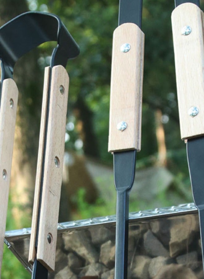 Outdoor BBQ equipment fire shovel fire hook fire tongs three-piece set, BBQ tools