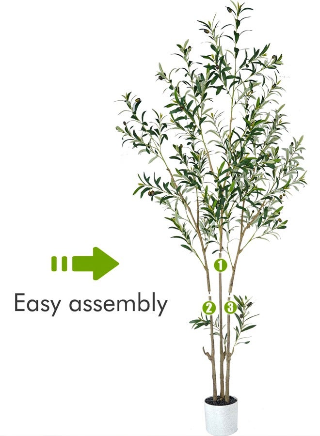 2.1M Olive Tree Fluffy Artificial Plants Indoor for Home Corner, Faux Olive Tree for Modern Home Office Living Room Floor Decor Indoor